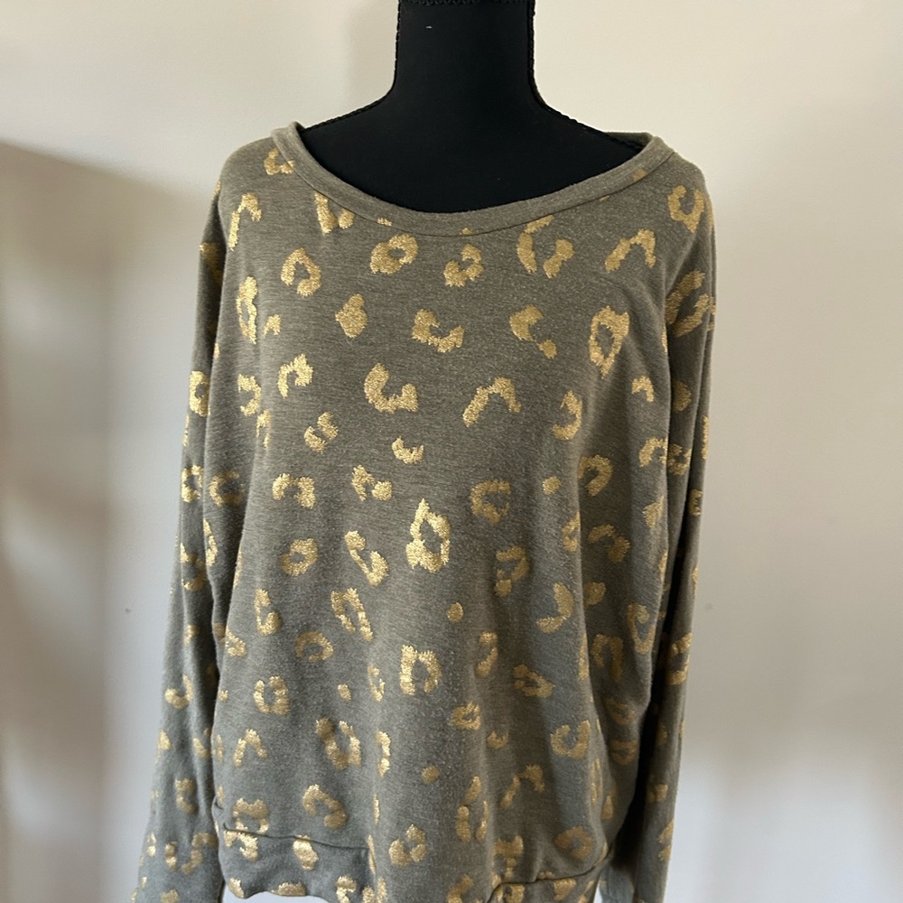 Mystree Olive and Gold Patterned Sweater